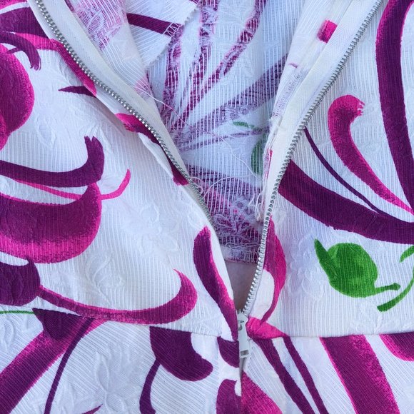 Vintage 60s Evelyn Margolis Hawaiian Floral Barkcloth Formal Maxi Dress XXS/XS - Picture 15 of 17